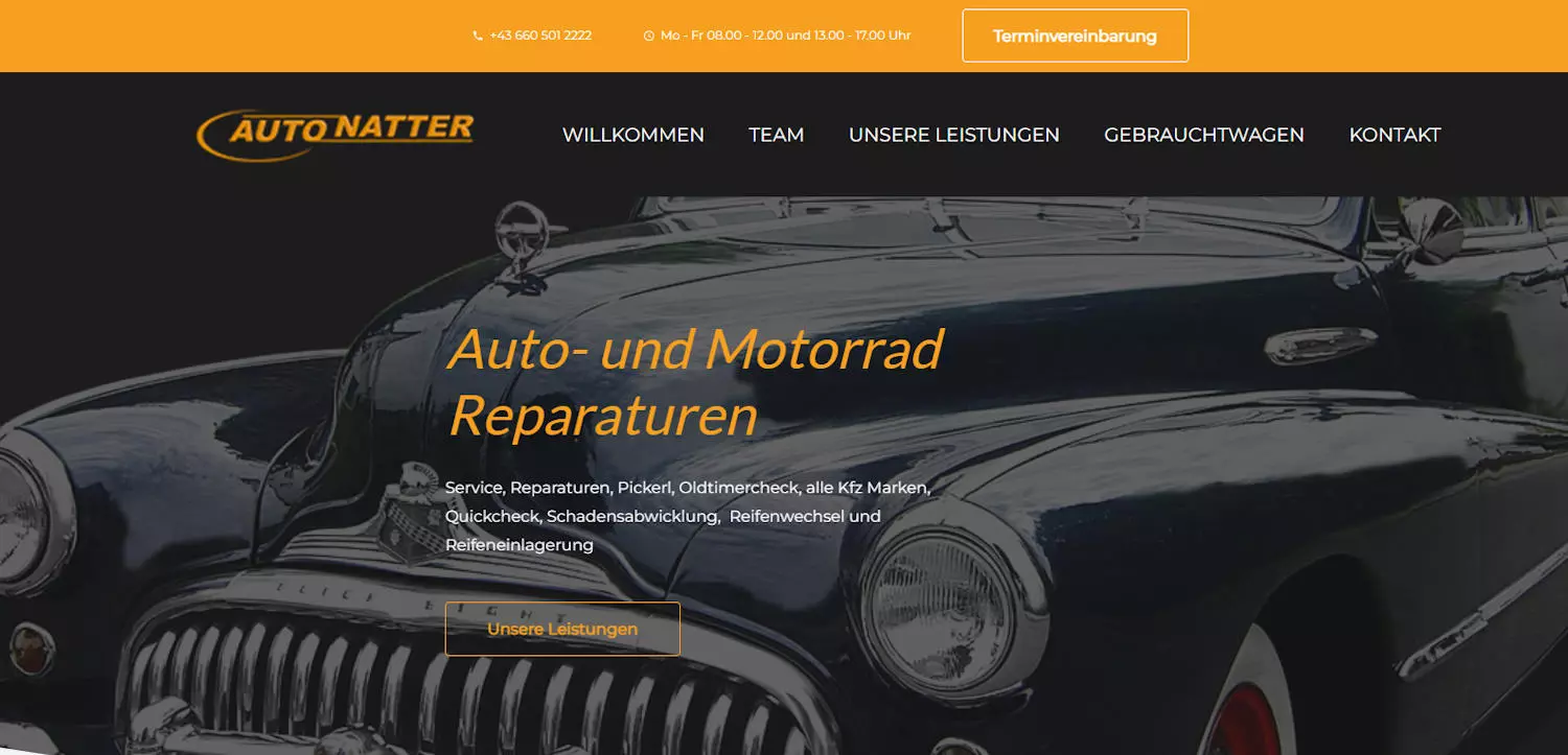Auto Natter, Homepage für Handwerker, Österreich, Deutschland, Schweiz, Igl-Web, Paraguay