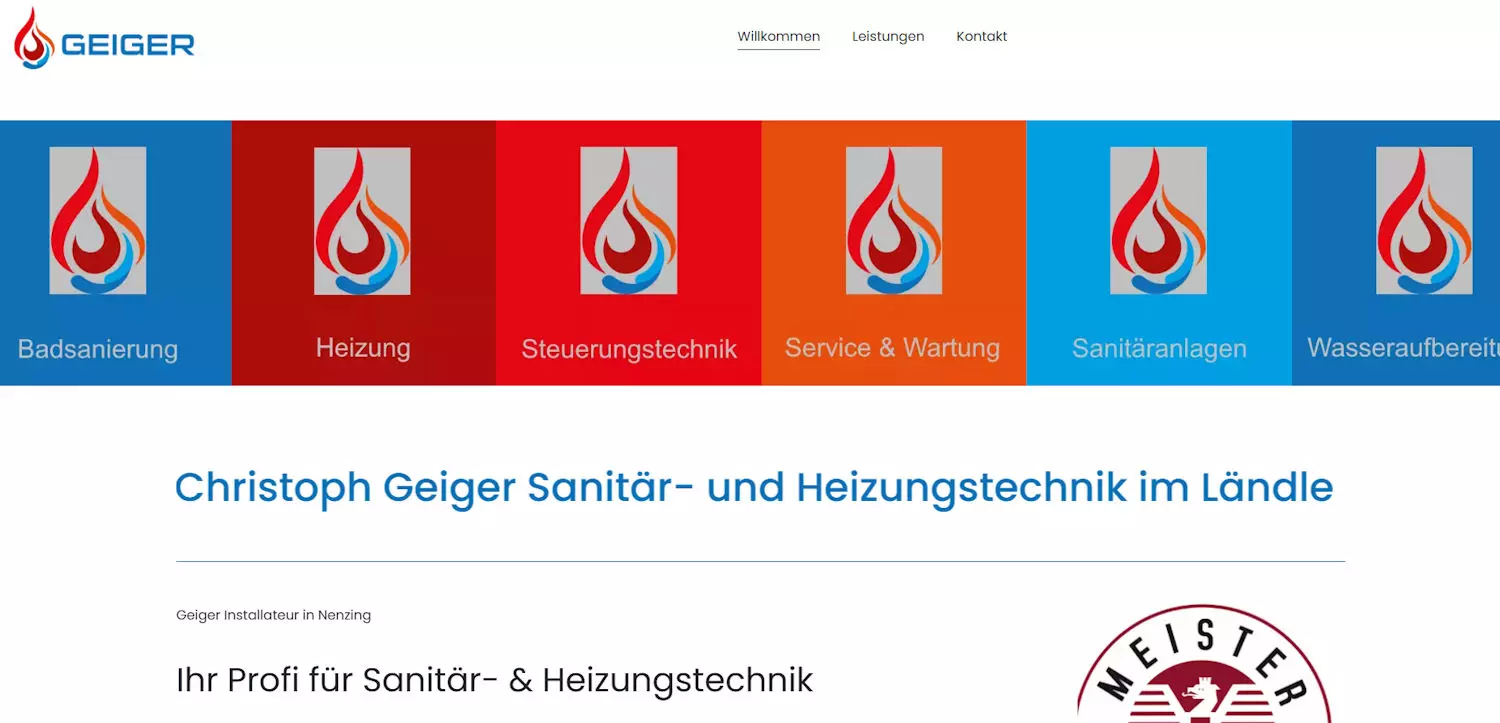 Geiger, Homepage für Handwerker, Österreich, Deutschland, Schweiz, Igl-Web, Paraguay