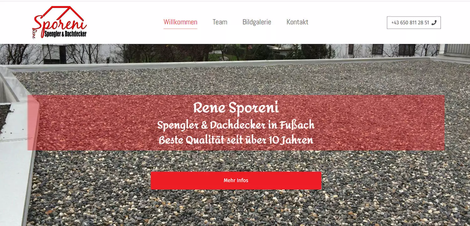 Sporeni-Dach, Homepage für Handwerker, Österreich, Deutschland, Schweiz, Igl-Web, Paraguay